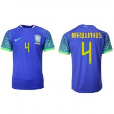 Brasilien Marquinhos #4 Bortatröja VM 2022 Korta ärmar